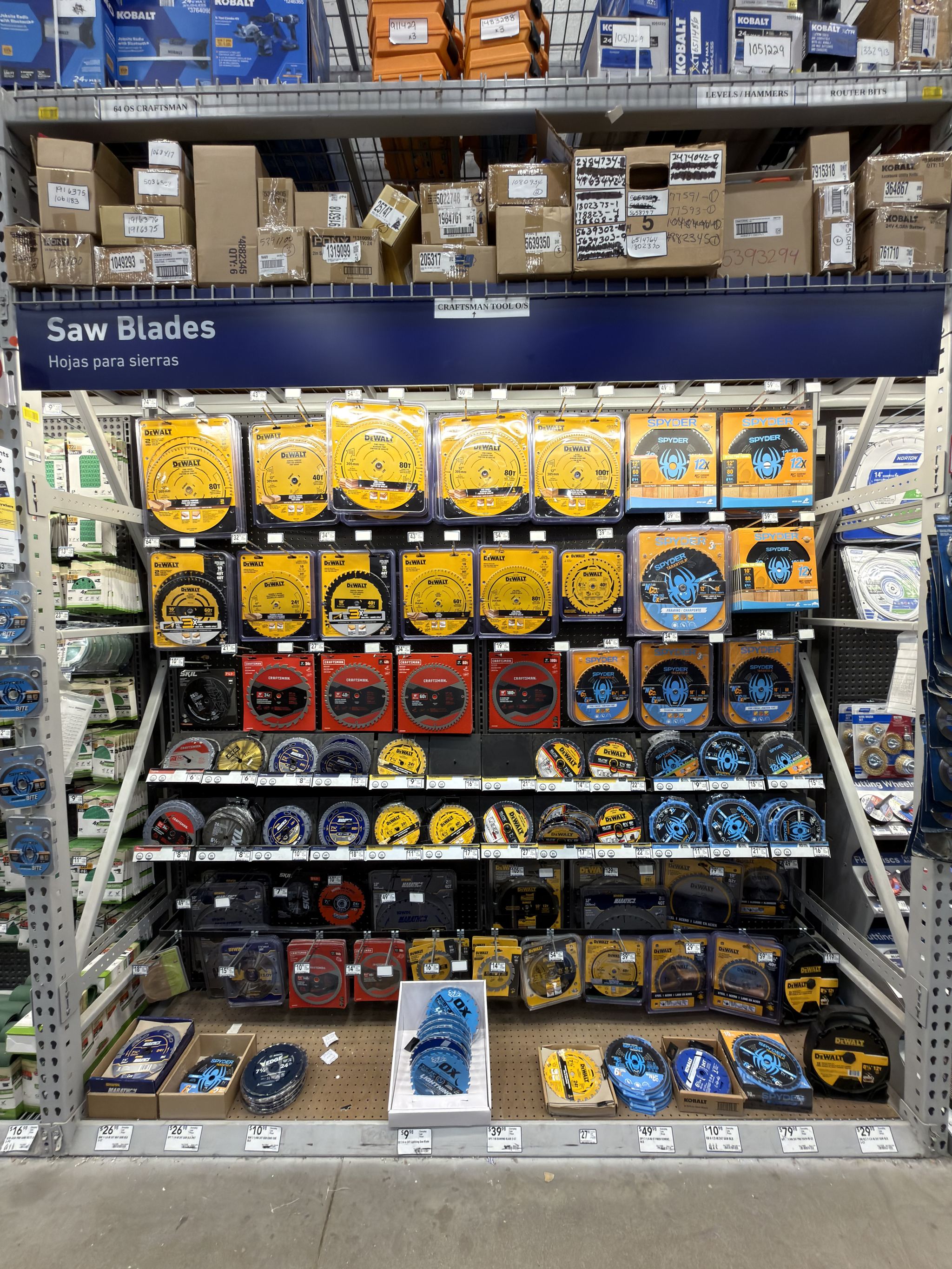 Lowe's — Aisle · Bay (Power Tool Accessories — Saw Blades)